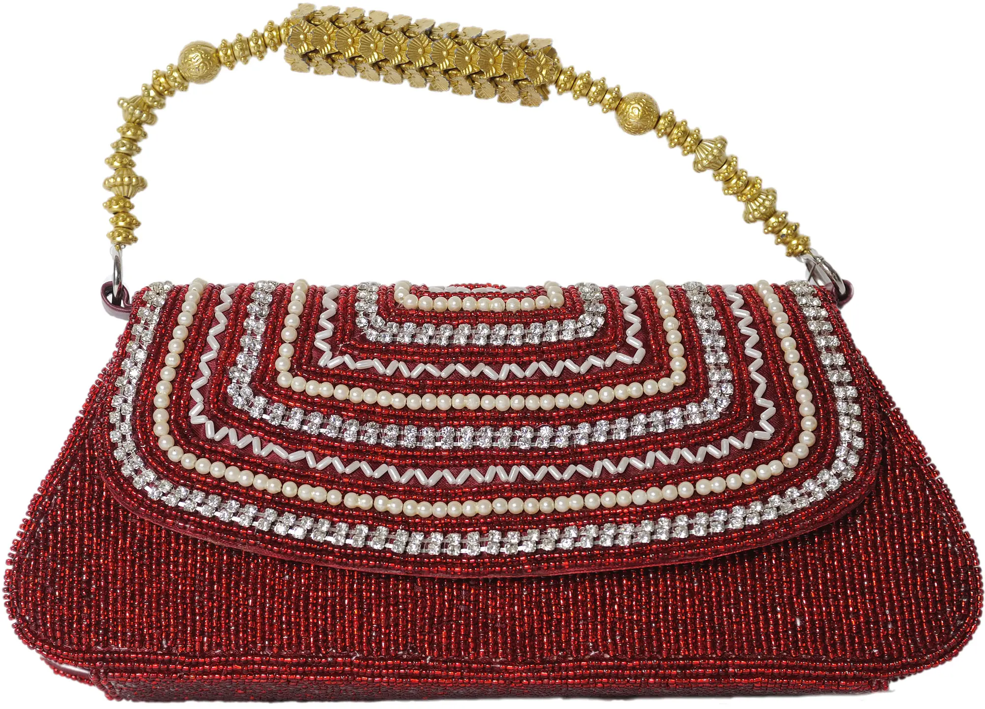 Handbag with Dense Beadwork and Faux Pearls, alternate view