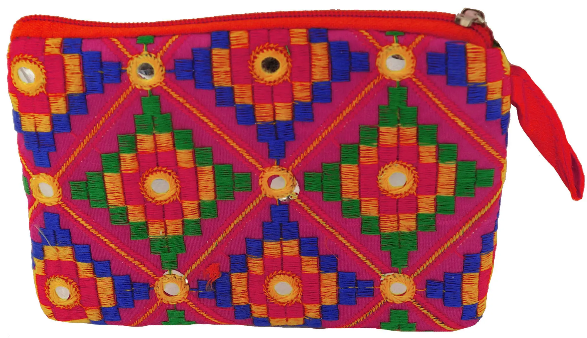 Embroidered Clutch Bag with Mirrors