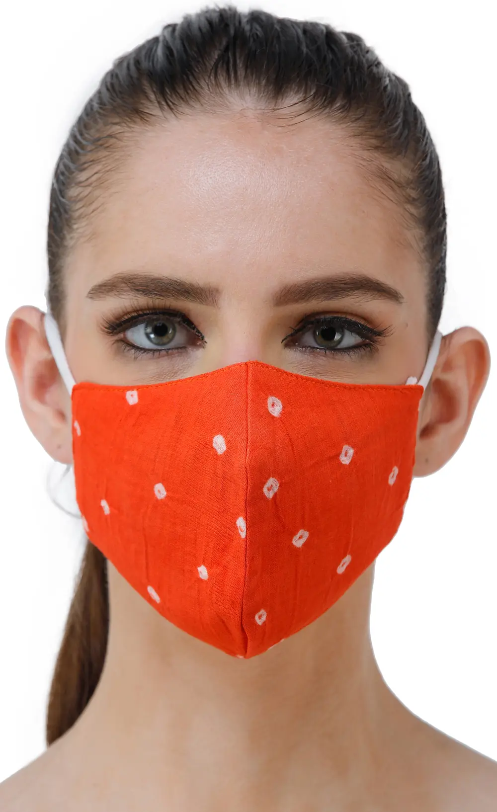 Two ply Fashion Mask from Jaipur with Bandhini (tie-dye) Design and Cotton-Backing