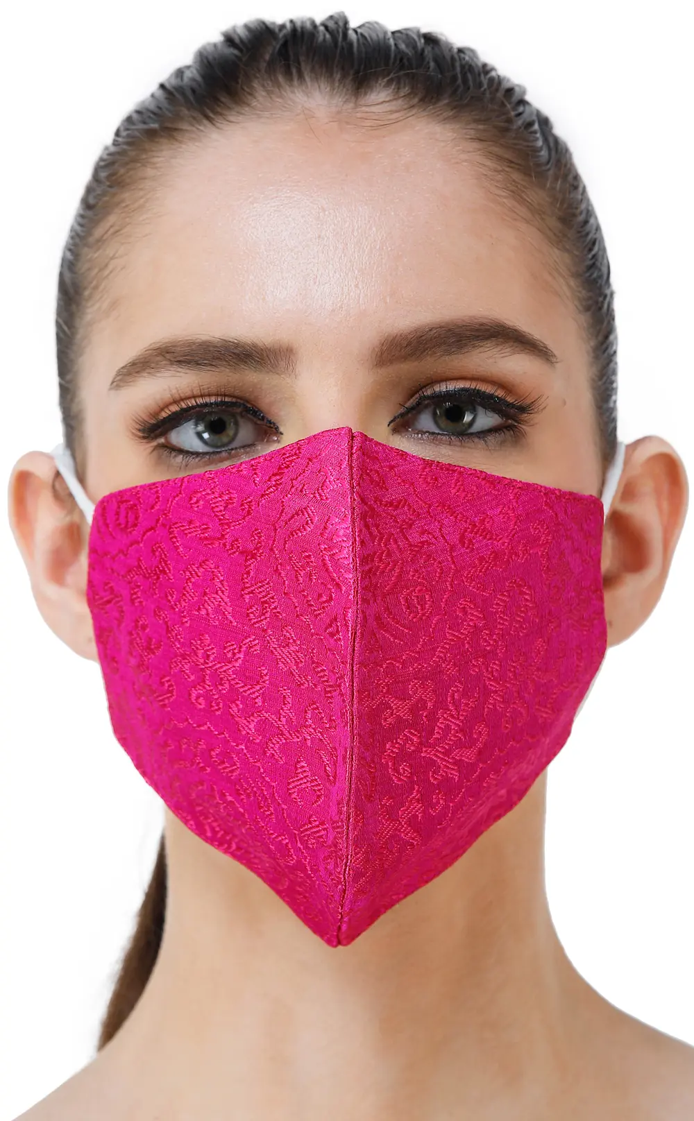 Woven Design Two Ply Fashion Mask from Banaras with the Eight Symbols of Good Fortune