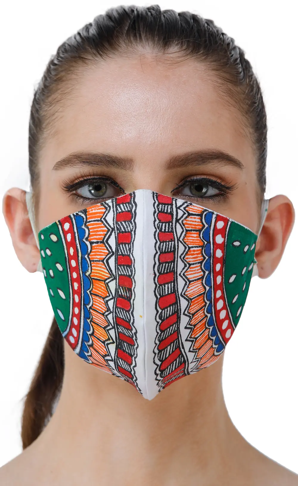 Two Ply Cotton Fashion Mask with Hand-Painted Madhubani Motifs
