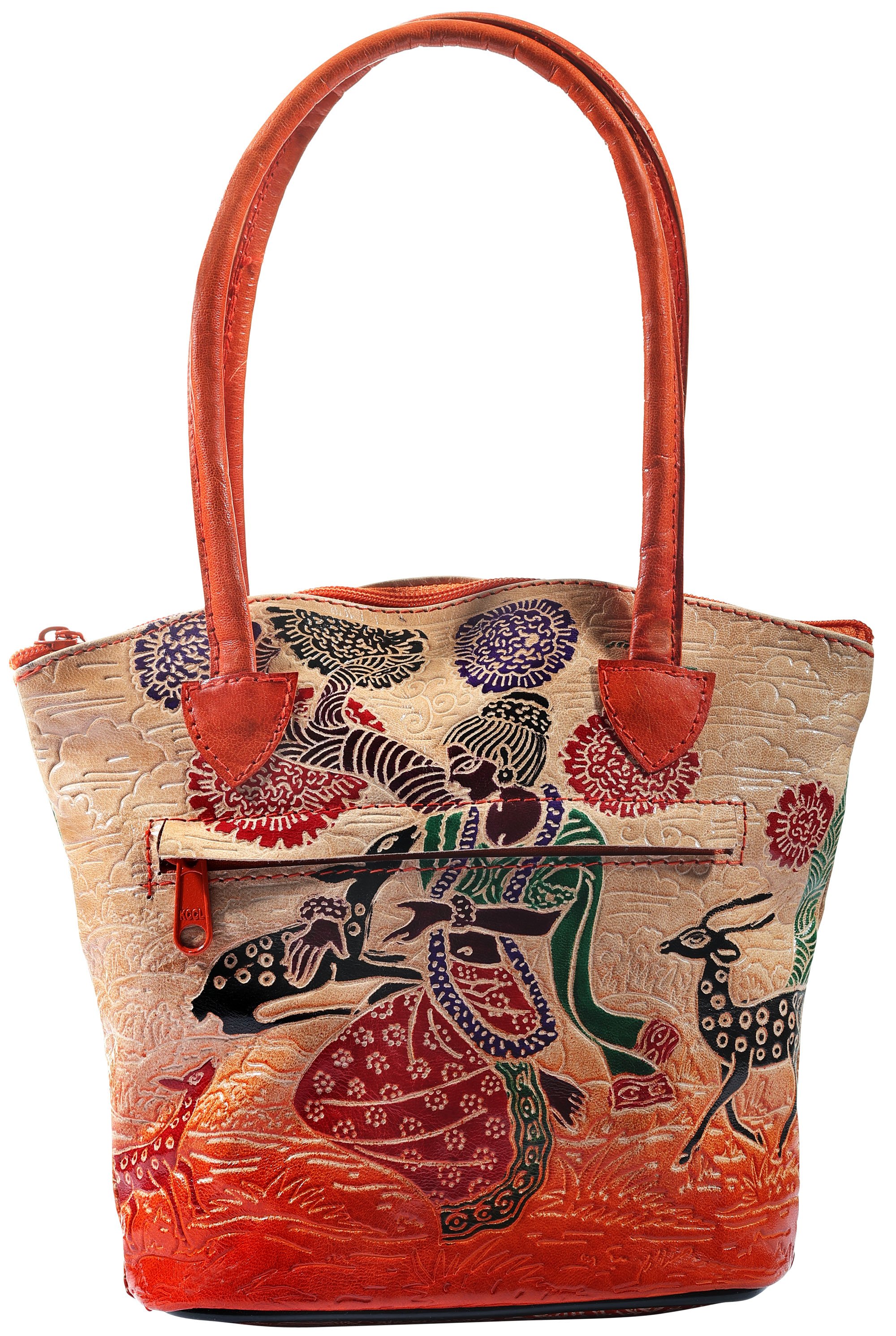 Pure Leather Boho Hand-Bag from Shantiniketan Kolkata, Hand-Carved and ...