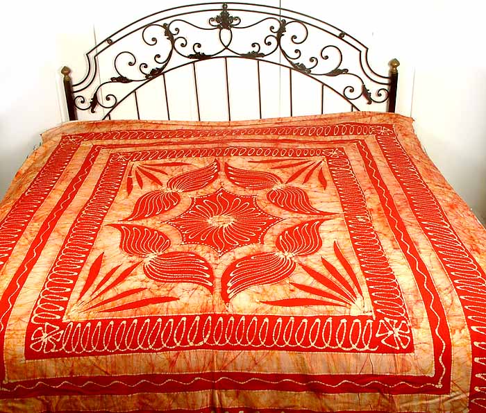 Red Batik Bedspread