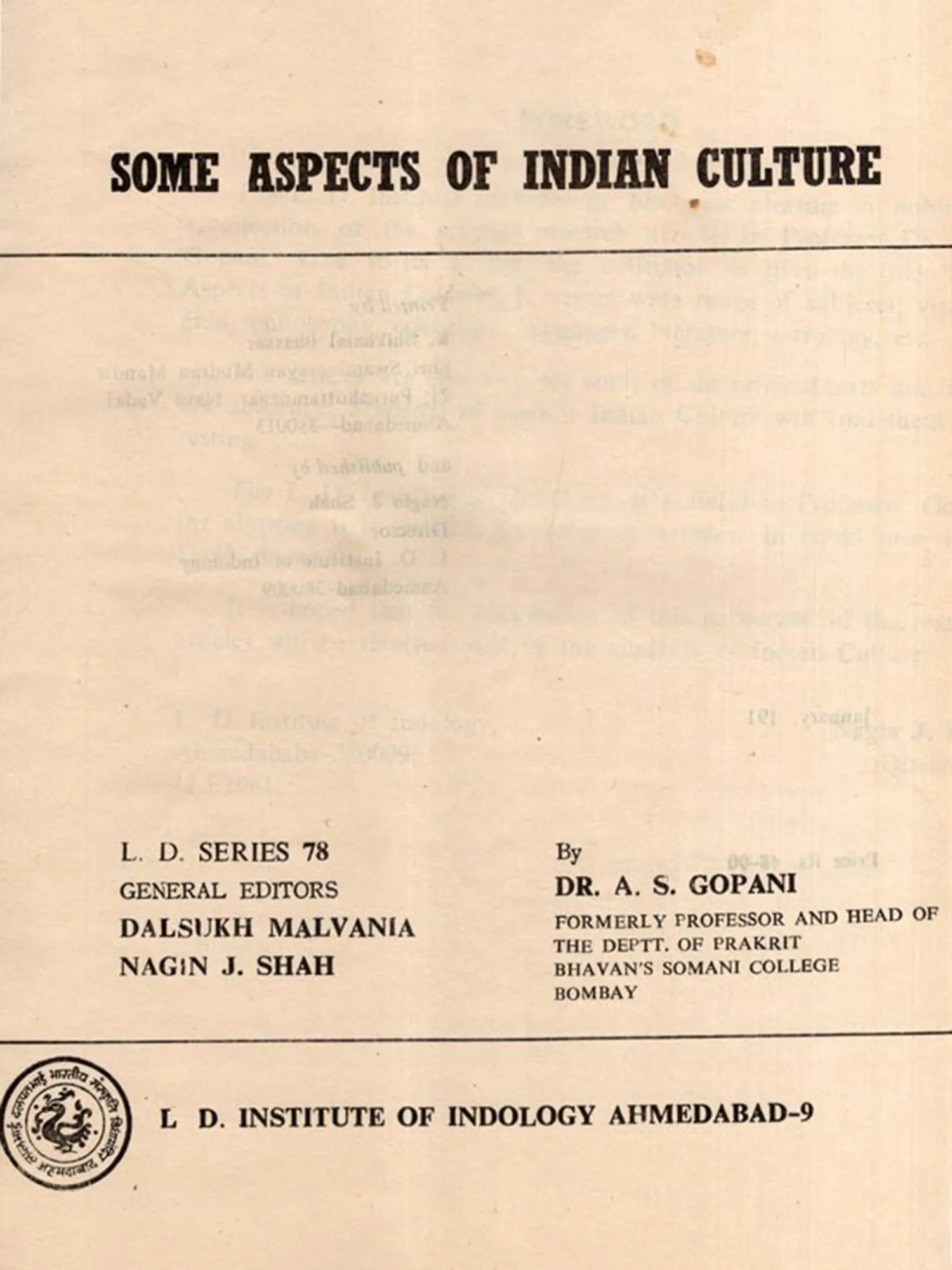洋書Some Aspects of Indian Cultureインド考古学芸術 Some Aspects of Indian Culture (An Old and Rare Book) | Exotic