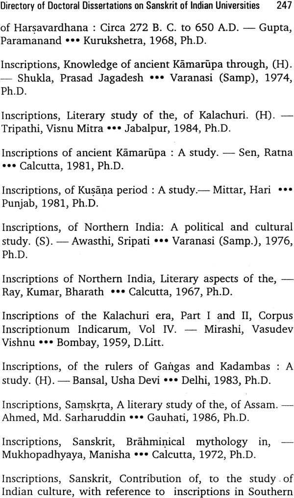 directory of doctoral dissertations on sanskrit of indian universities