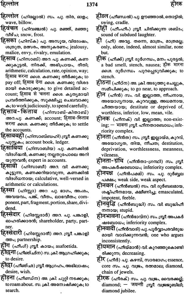 Hindi, Malayalam and English Dictionary Exotic India Art