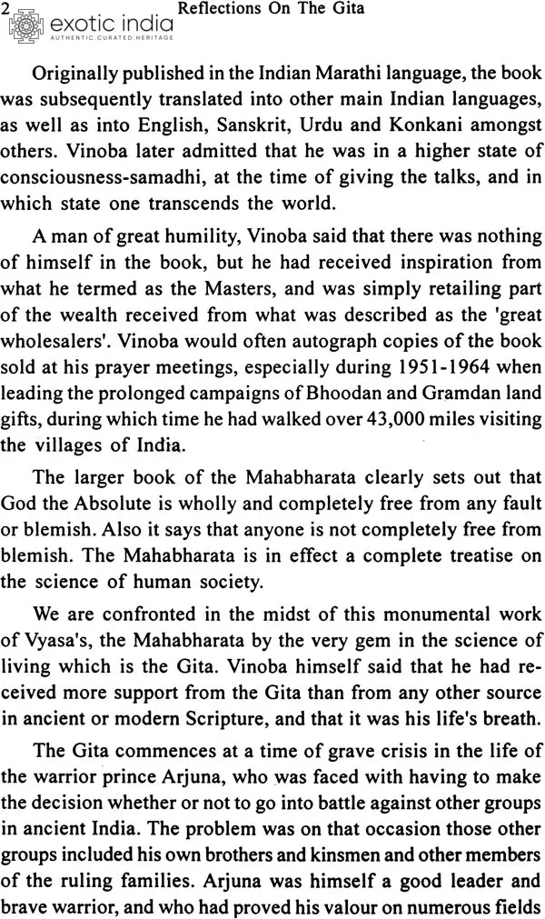 Reflections on the Gita (A Commentary on Vinoba's Talks on the