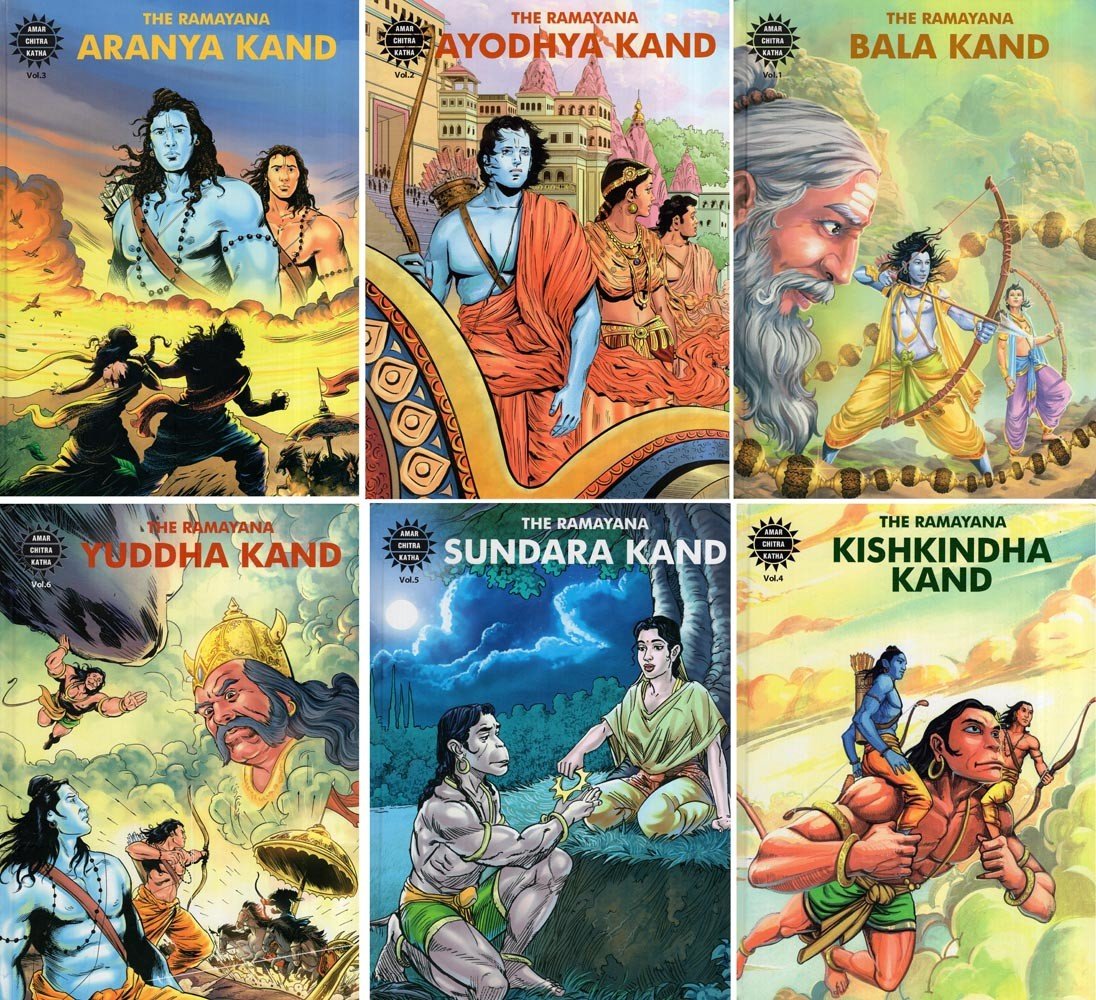 Valmiki's Ramayana (Set of 6 Hardbound Comics) | Exotic India Art