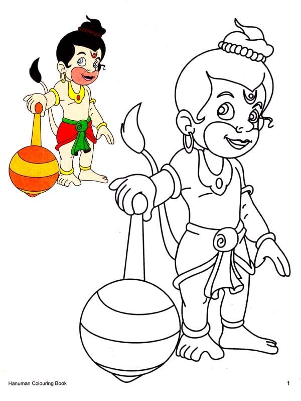 Premium Vector | Sketch hand drawn single line art coloring page line drawing  lord hanuman day