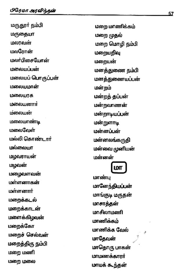 assignment tamil name