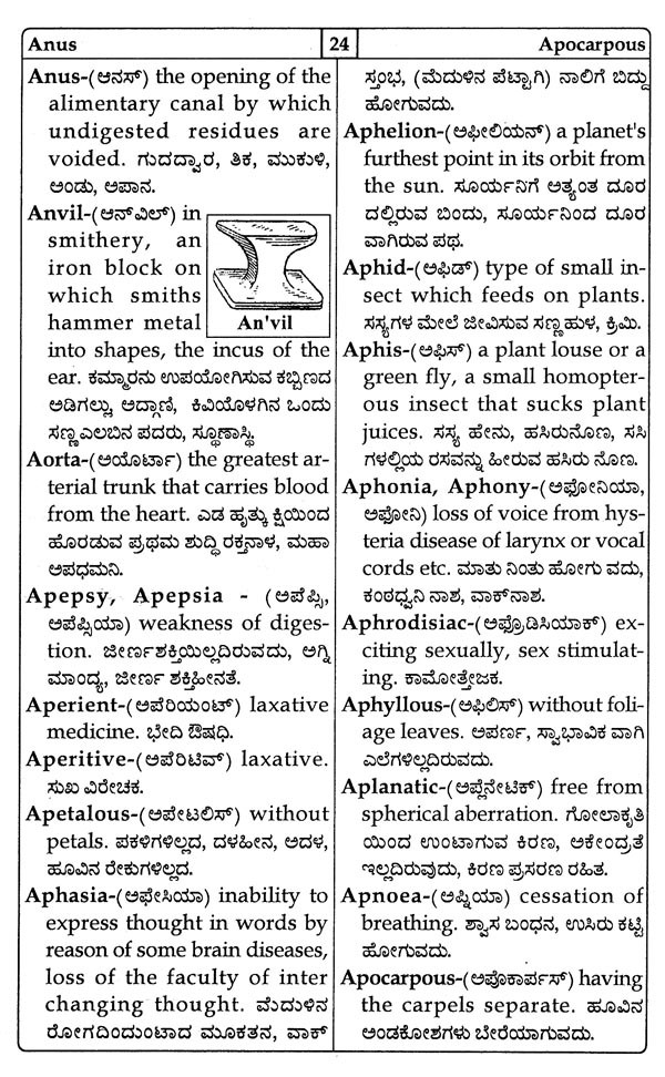 Science Dictionary EnglishEnglishKannada (Illustrated) Exotic India Art