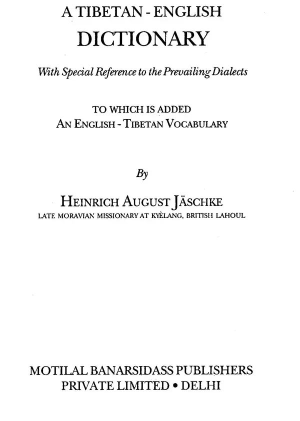 A Tibetan-English Dictionary (With Special Reference to the