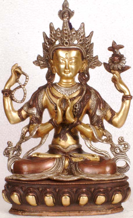 Avalokiteshvara Messing 36cm 3,8kg Chenrezig Chen Rezig Buddha aus Nepal 