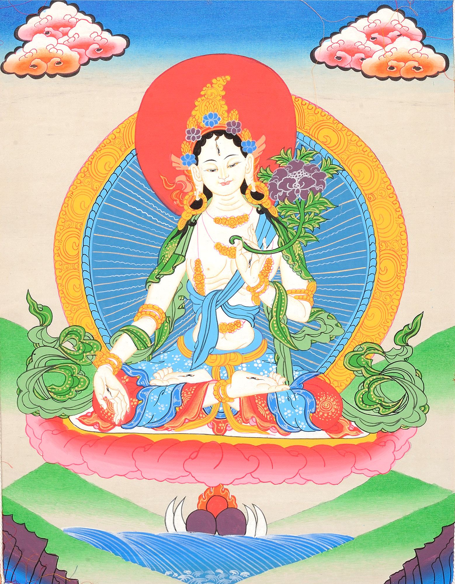 (Tibetan Buddhist) Sapta-Lochani Goddess White Tara Who Bestows The ...