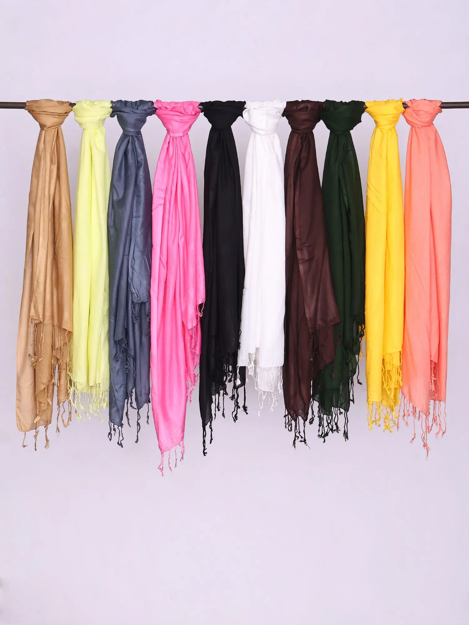 Lot of Ten Plain Stoles with Fringe Border