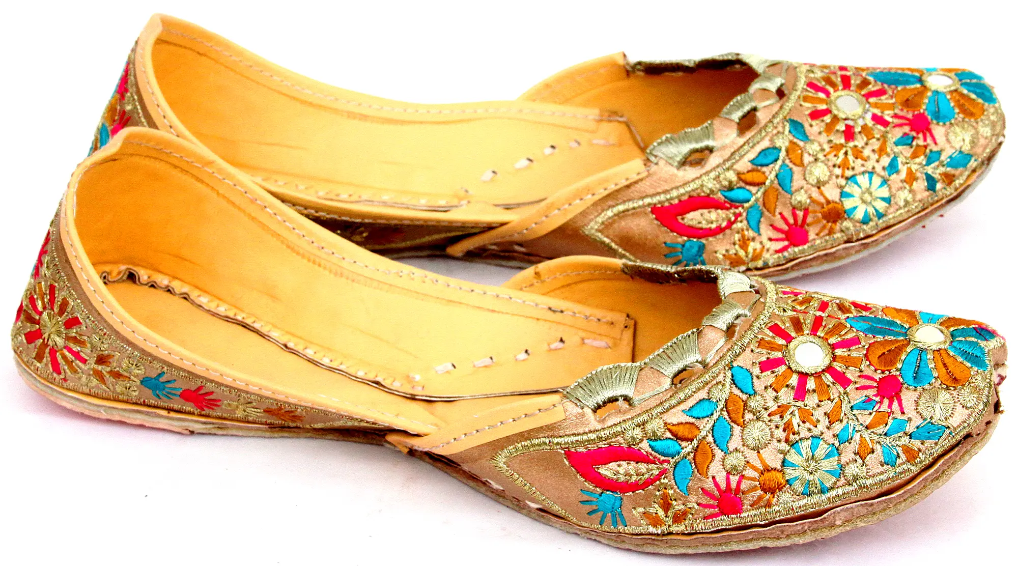 Tan Jootis with Embroidery and Sequins