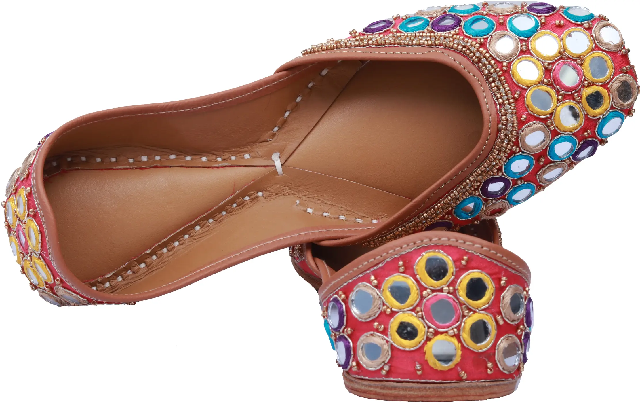 Paradise-Pink Designer Jootis with Zardozi Embroidery by Hand and Mirrors