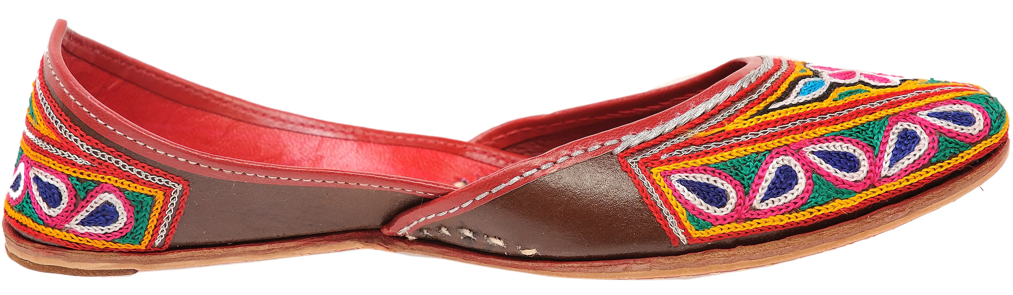 Jootis with Floral Aari-Embroidery in Multi-Color Thread, alternate view