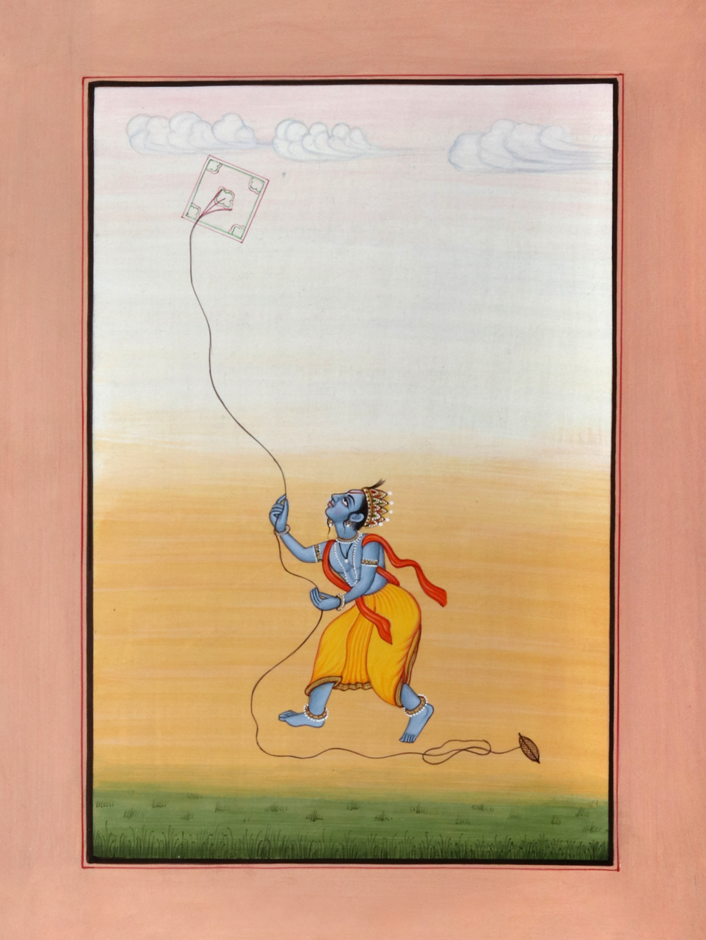 Vrindavan Cowherd Flies A Kite | Exotic India Art