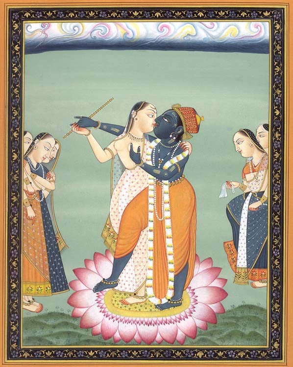 Radha Krishna In A Loving Embrace Exotic India Art 