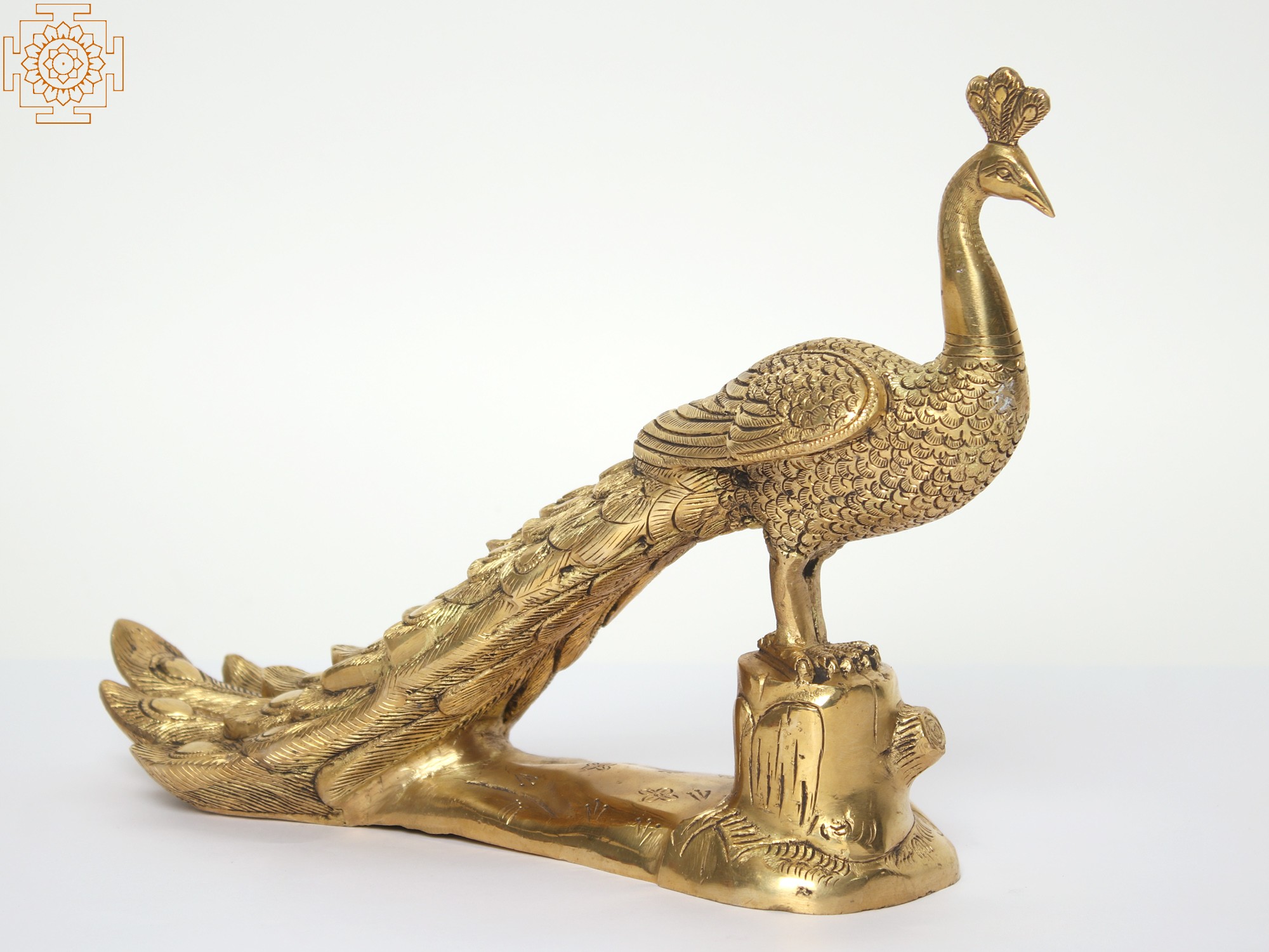 13" Brass Peacock Figurine Home Decor Exotic India Art