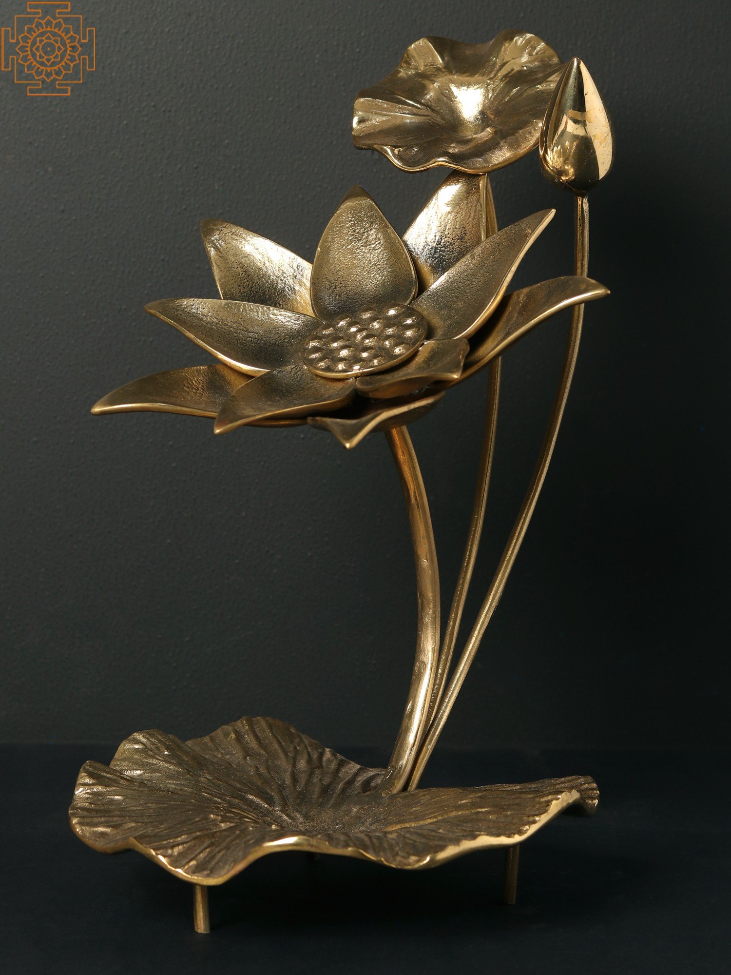 Tibetian Lotus Brass Lamp, Vintage Lotus Flower Lamp - The Indian