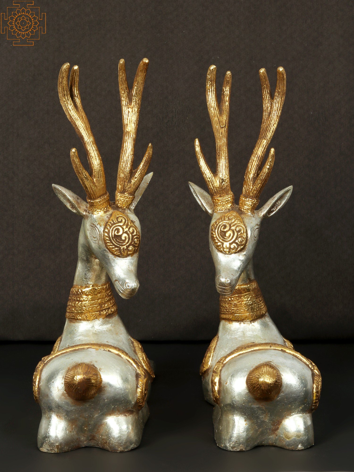 11'' Seated Reindeer (Set of 2) | Brass Statue | Exotic India Art