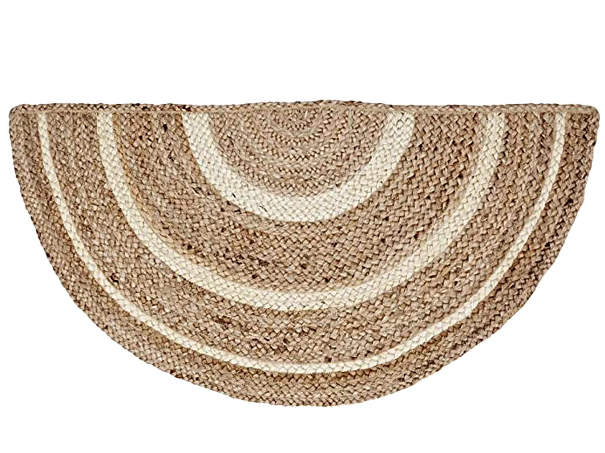 Brown Jute Rug Half Circle with Pad, Natural and Creme | Exotic