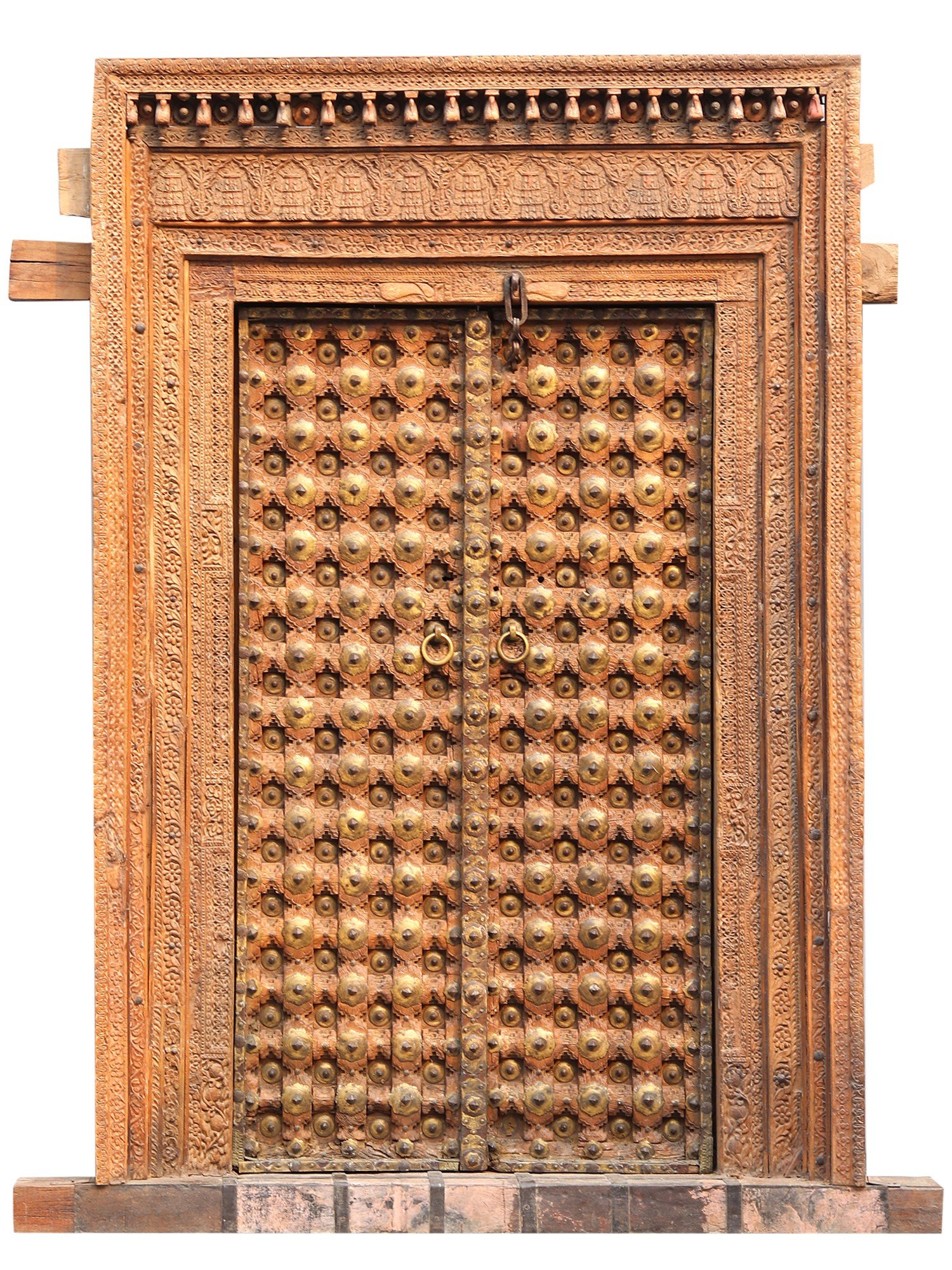 84 Large Traditional Entrance Door With Brass Work Vintage Indian