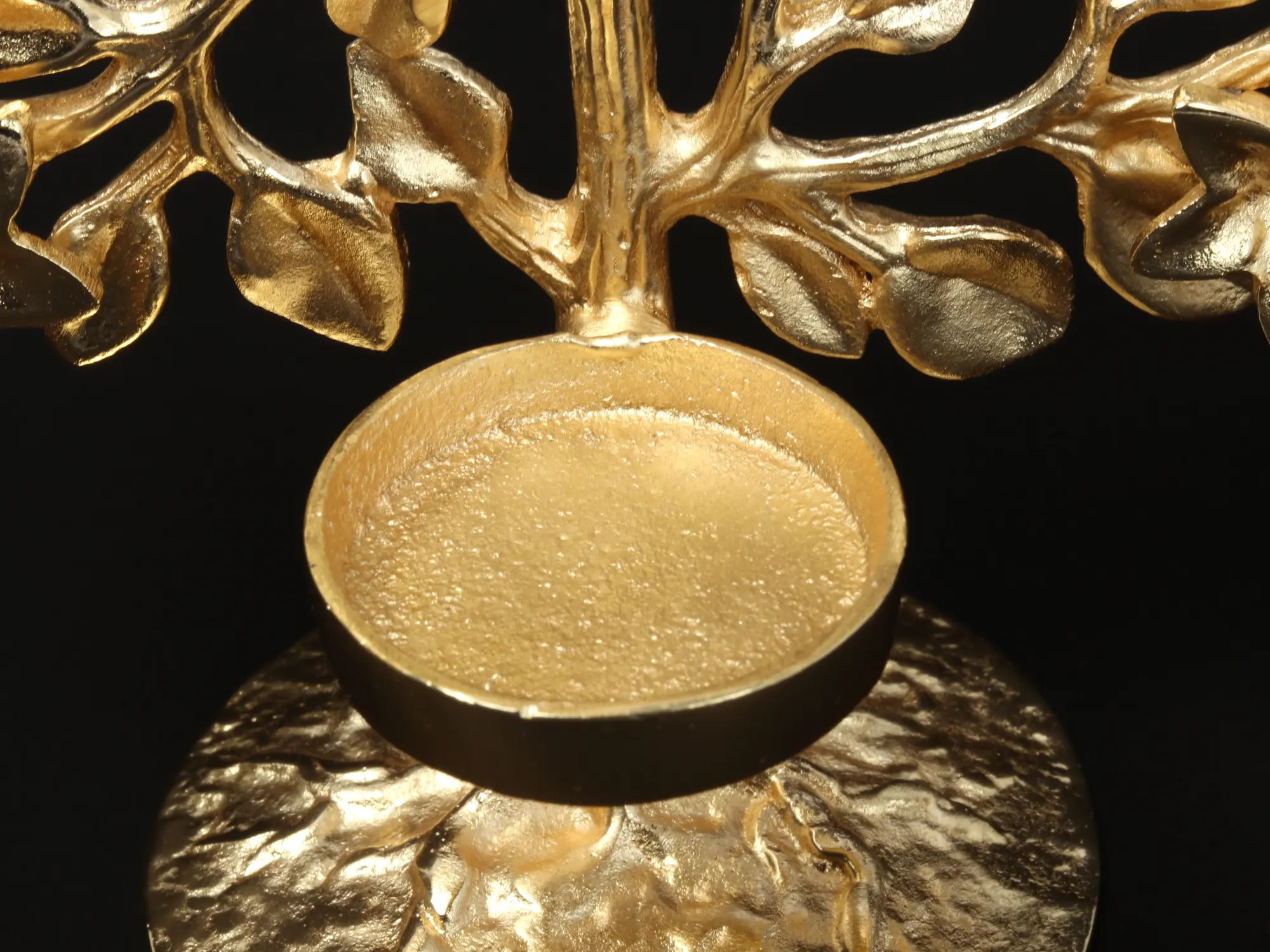 9" GoldPlated Brass Tree Candle Stand Exotic India Art