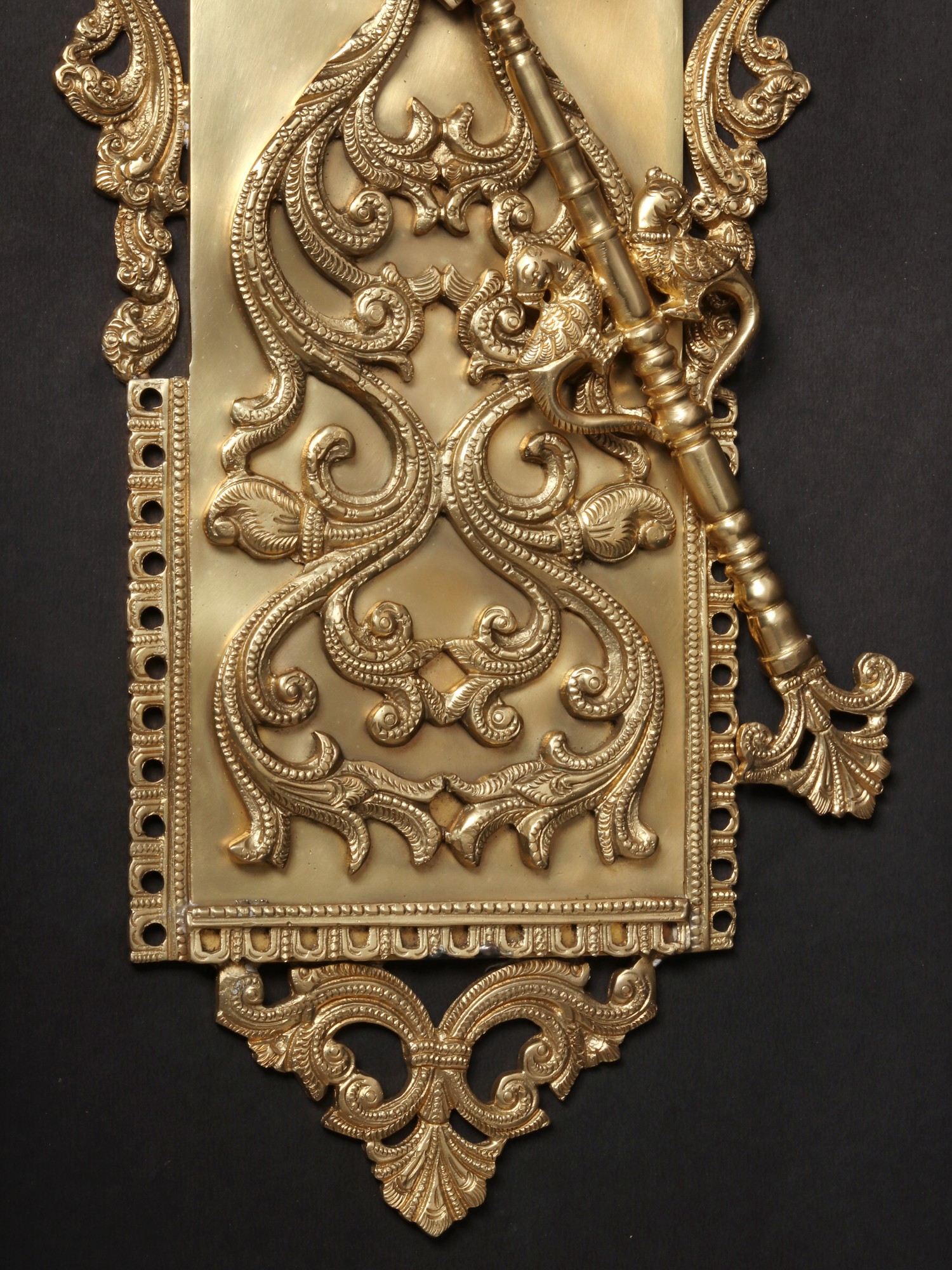 21" Kirtimukha Design Door Knocker in Brass Exotic India Art