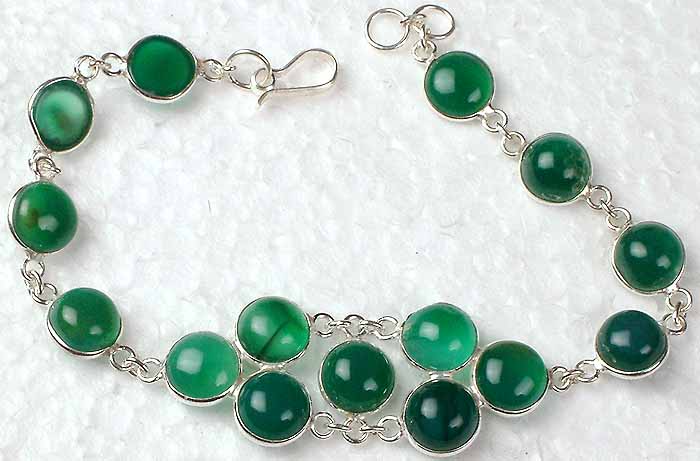 Green Onyx Bracelet with Matching Cord  Exotic India Art