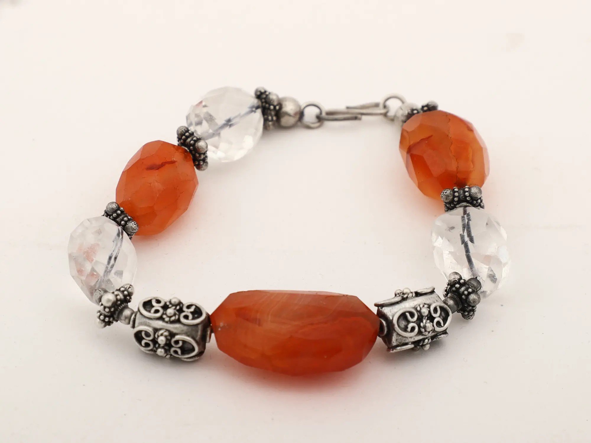 Carnelian Beaded Stretch Bracelet in Red and Black - Fearless Journey |  NOVICA
