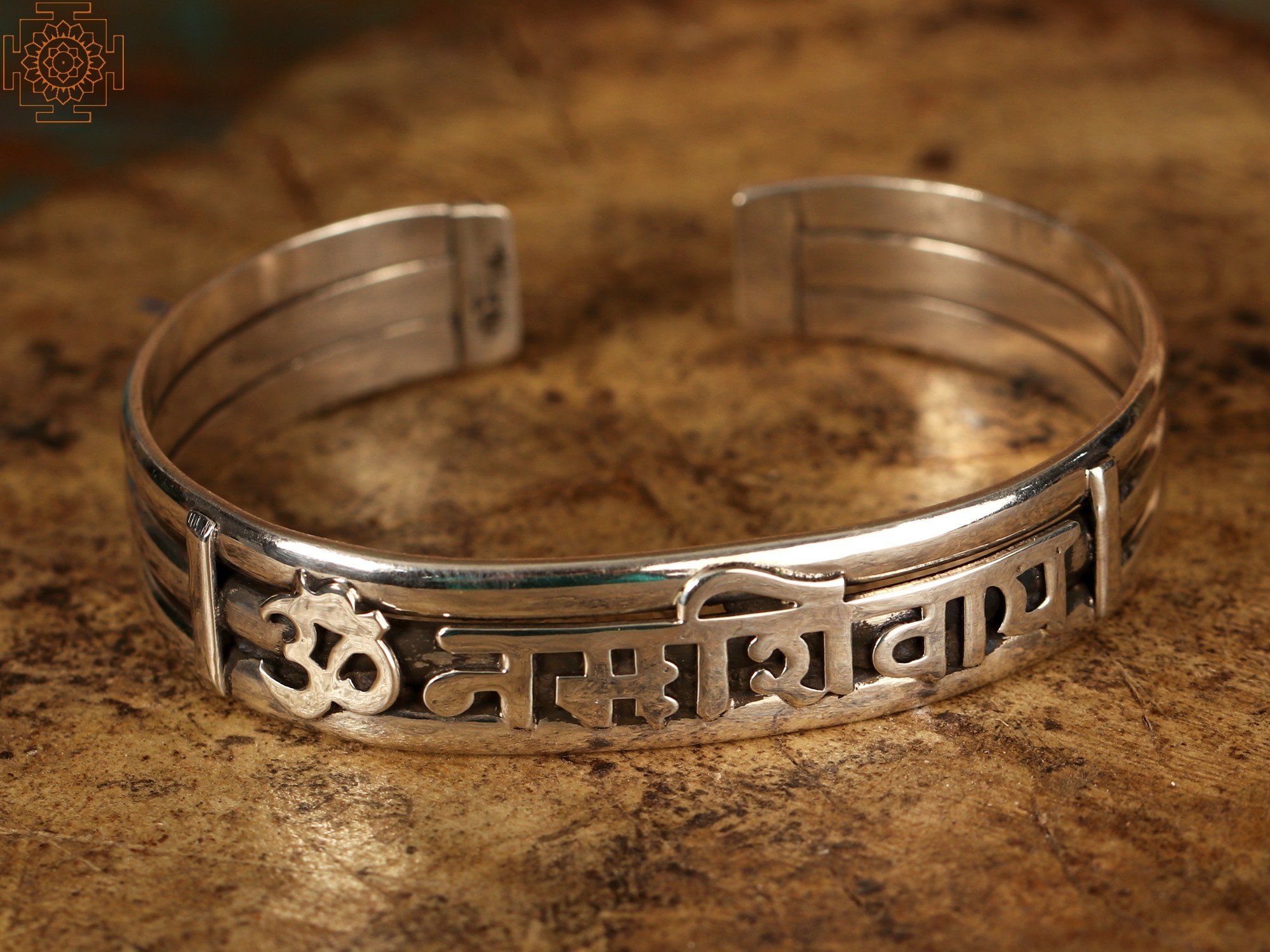 TripleLayered Om Namah Shivay  Sterling Silver Bracelet  Exotic India Art