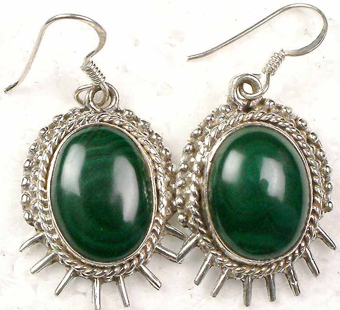 Malachite Earrings | Exotic India Art