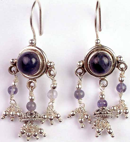 Iolite Chandelier Earrings Exotic India Art