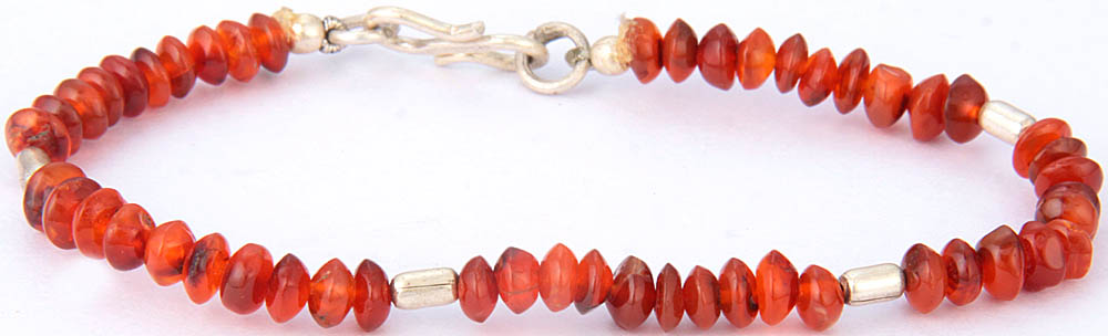 Carnelian Bracelet Fancy Cut Gemstone Natural Beads  Plus Value