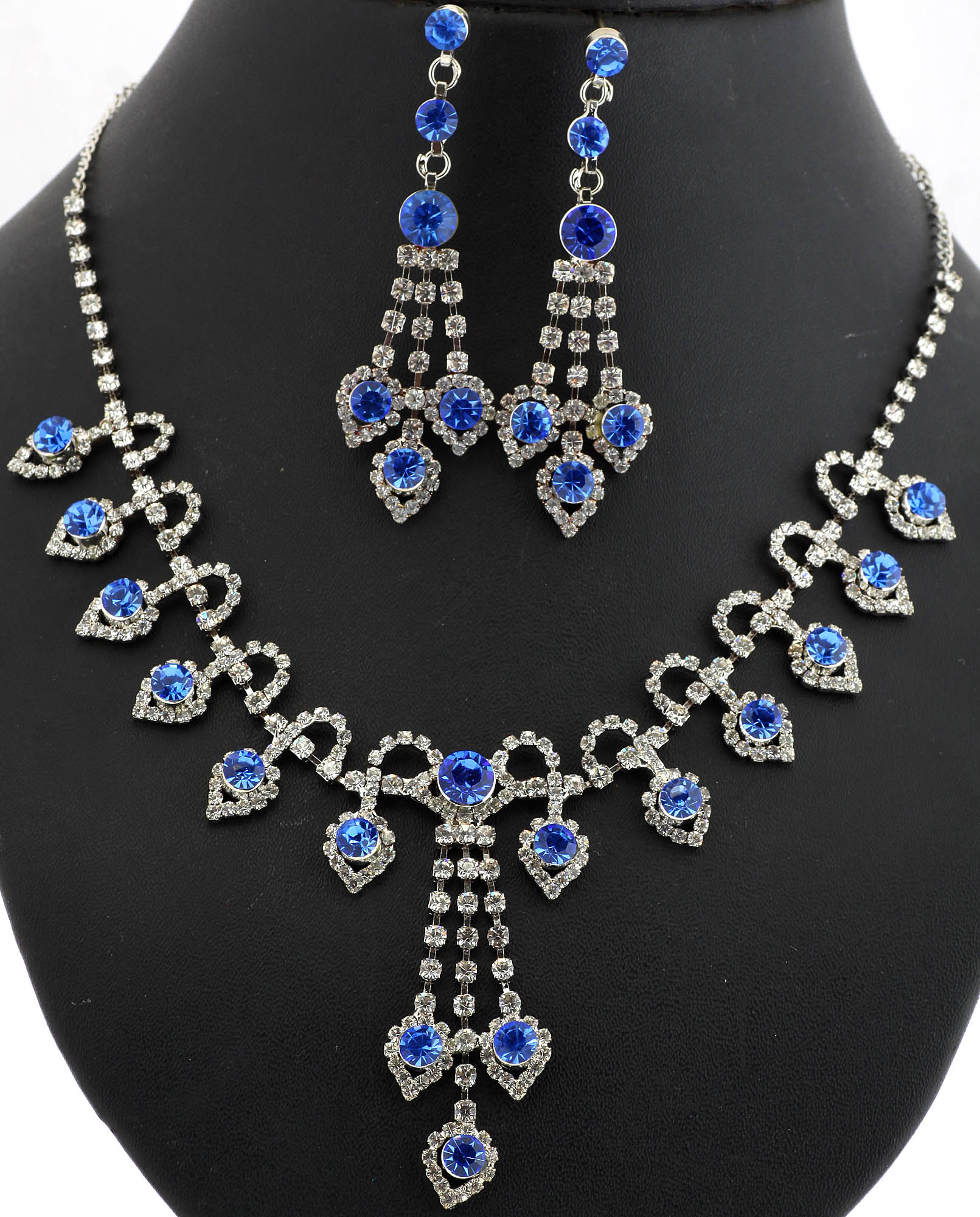 Royal-Blue Cut Glass Victorian Necklace with Earrings Set | Exotic ...