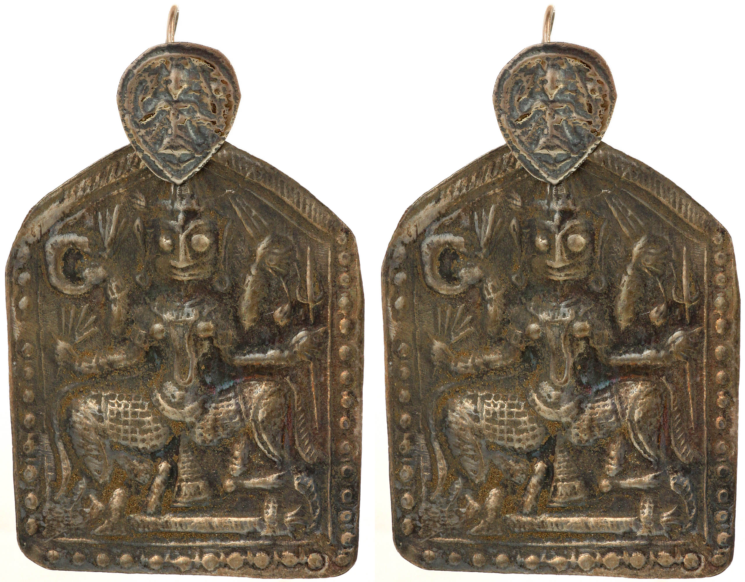 Antiquated Earrings Showing Goddess Kali In The Birth Giving Posture 4927
