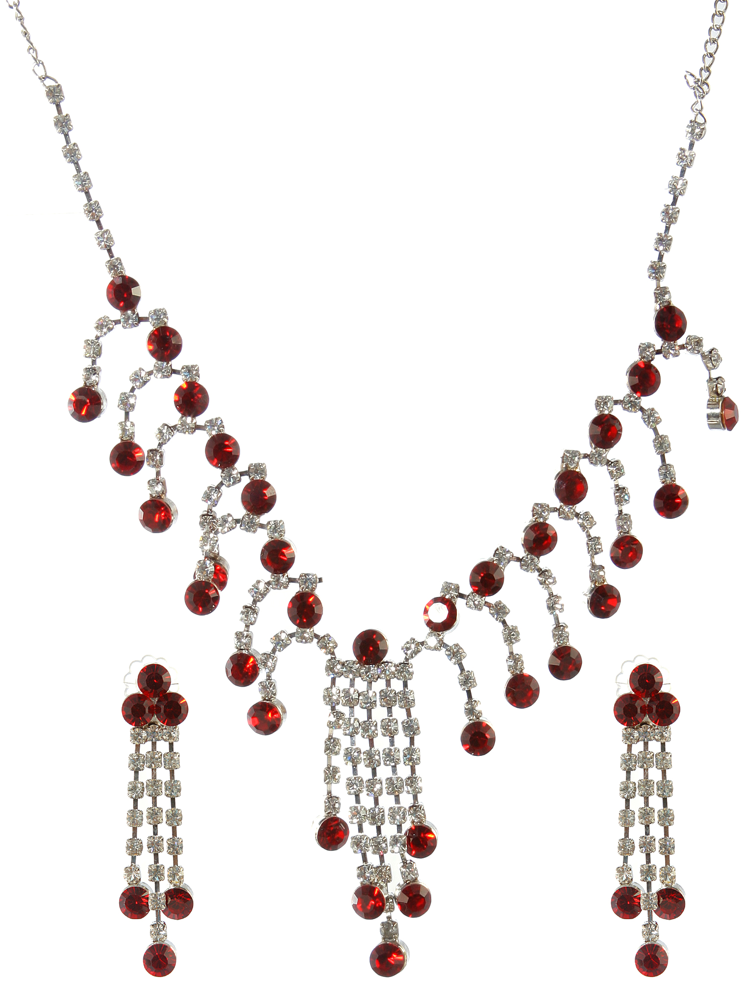 Victorian Necklace and Earrings Set with Cut Glass Exotic