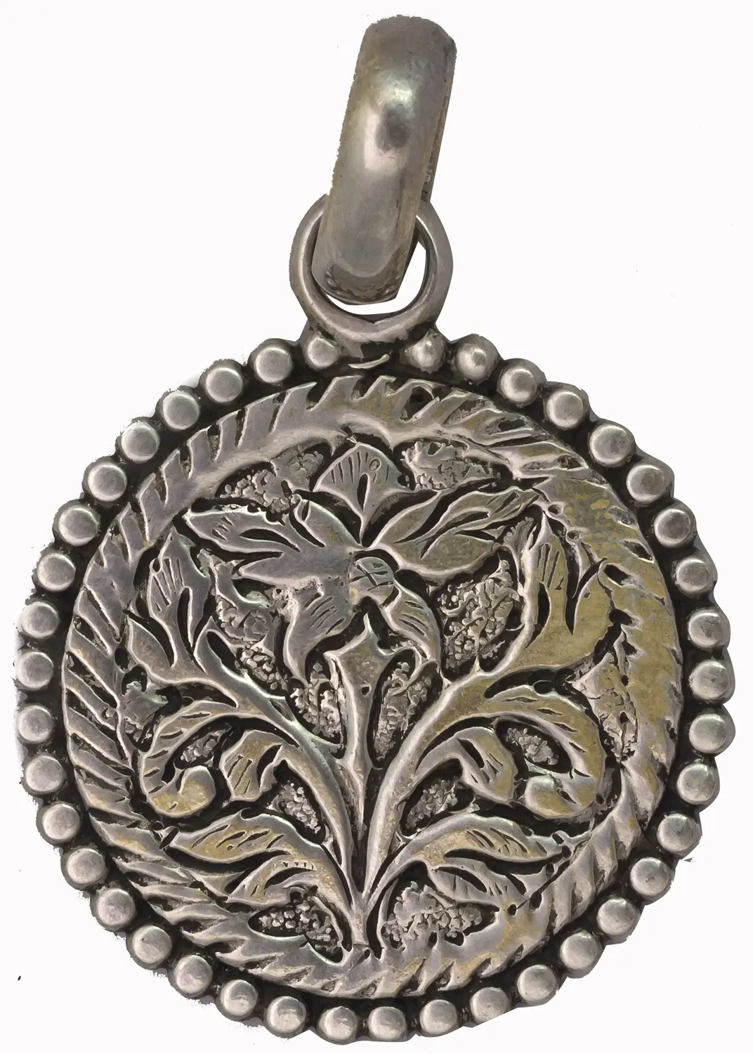 Sterling Silver Sterling Pendant with Carved Flower