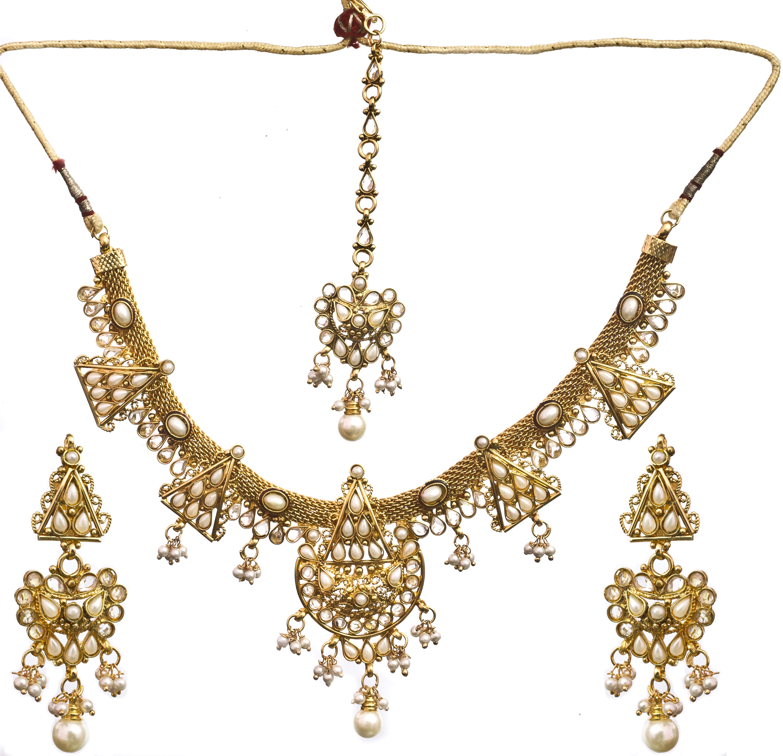 Faux Pearl Necklace Set with Mang Tika | Exotic India Art