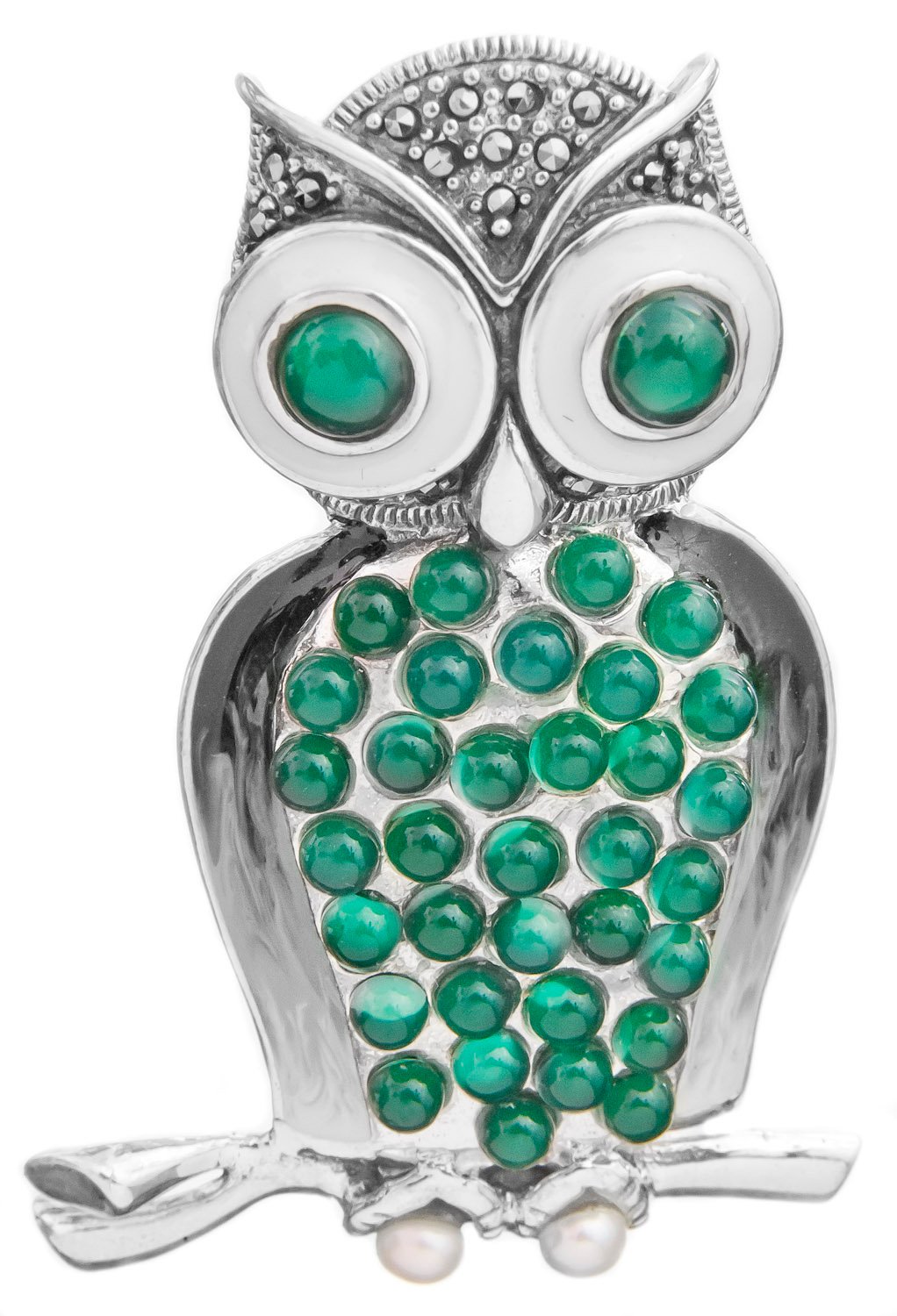 Green Onyx Owl Pendant | Exotic India Art