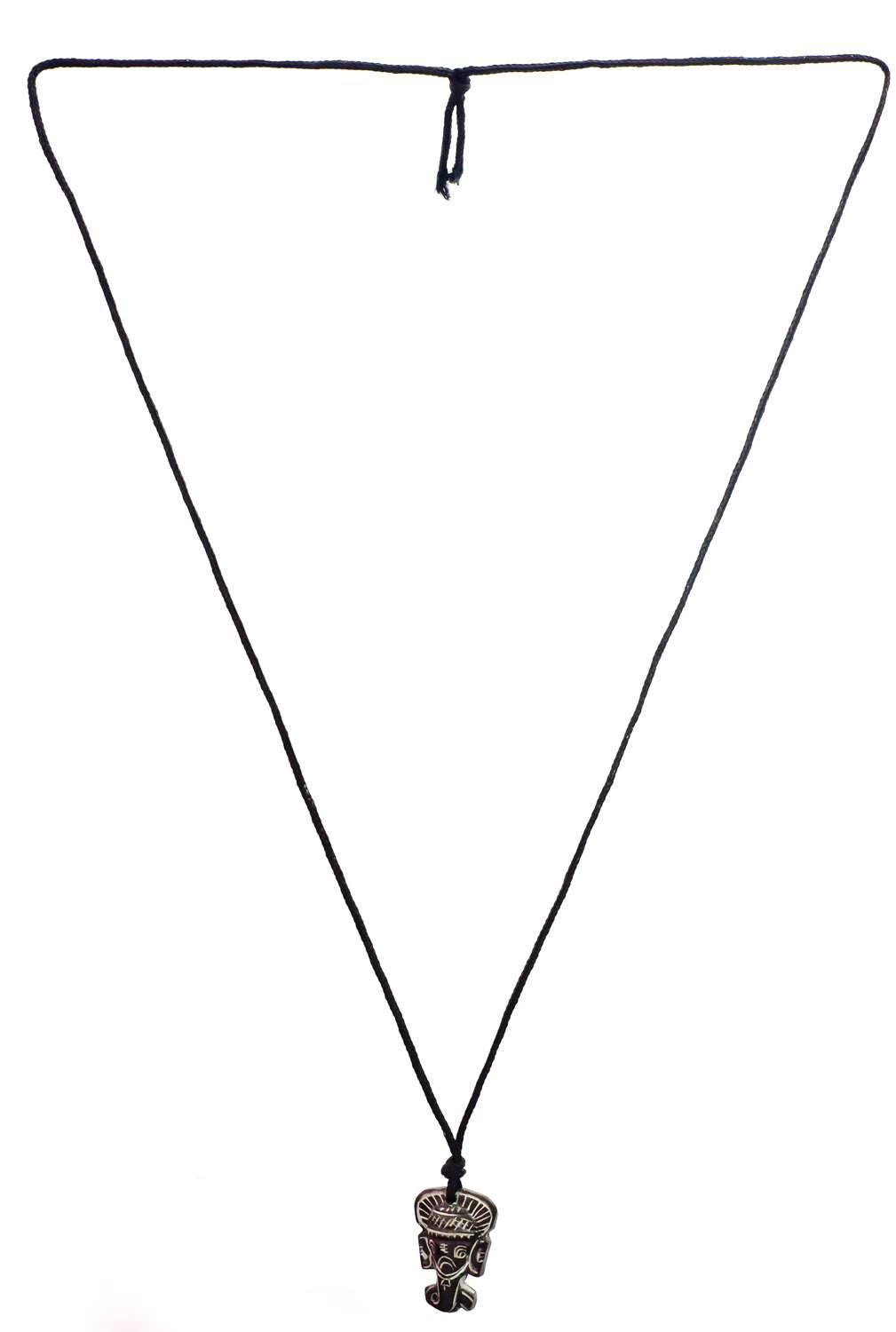 Angel Wing Heart Mini - Pendant - Rope Necklace - Black w/White Stones