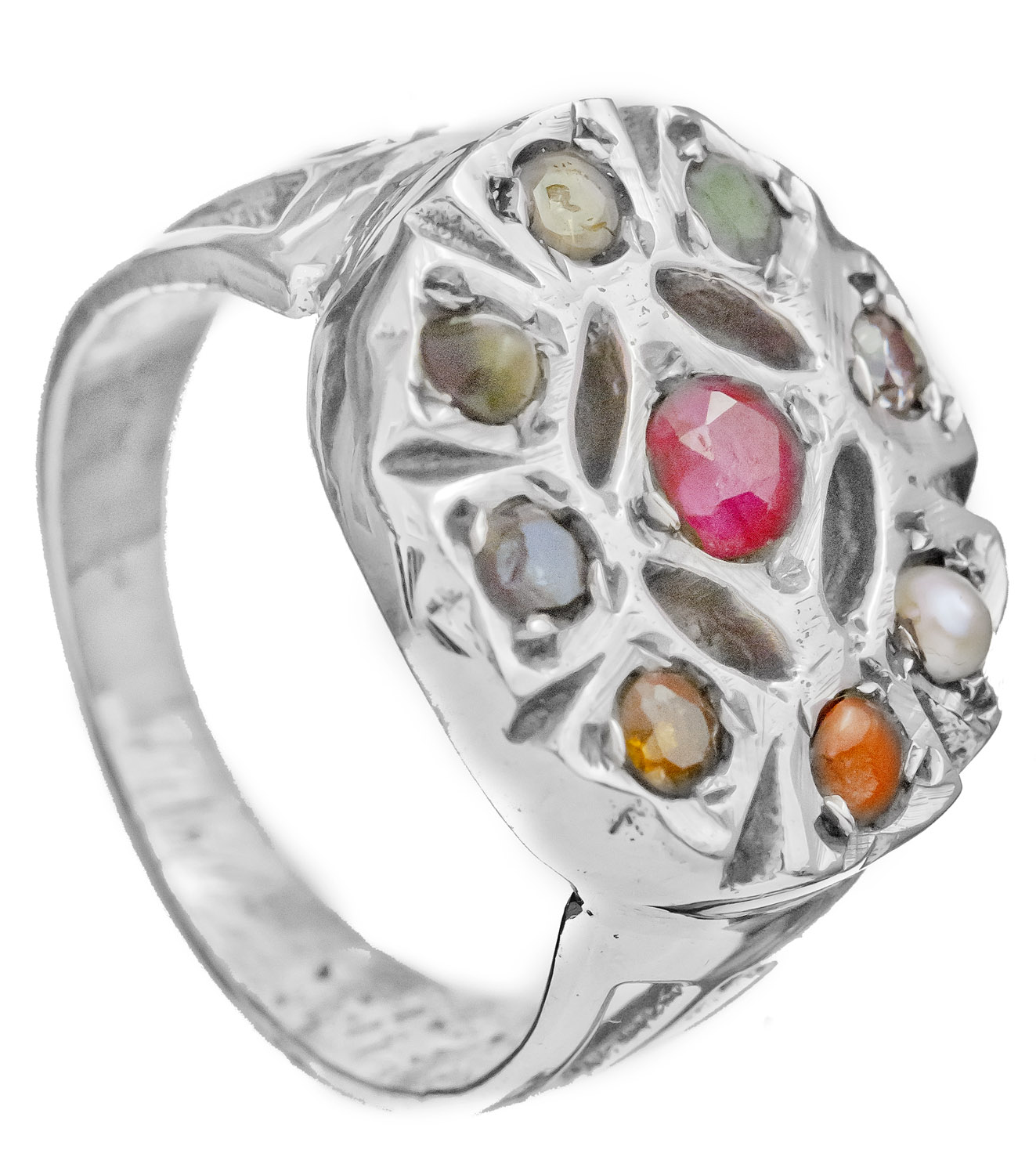 925 Sterling Silver Navratana Ring Studded Precious Nine Planet Gemstones  Meditation Religious Yoga Astrology Spiritual Ring Lucky Charm - Etsy