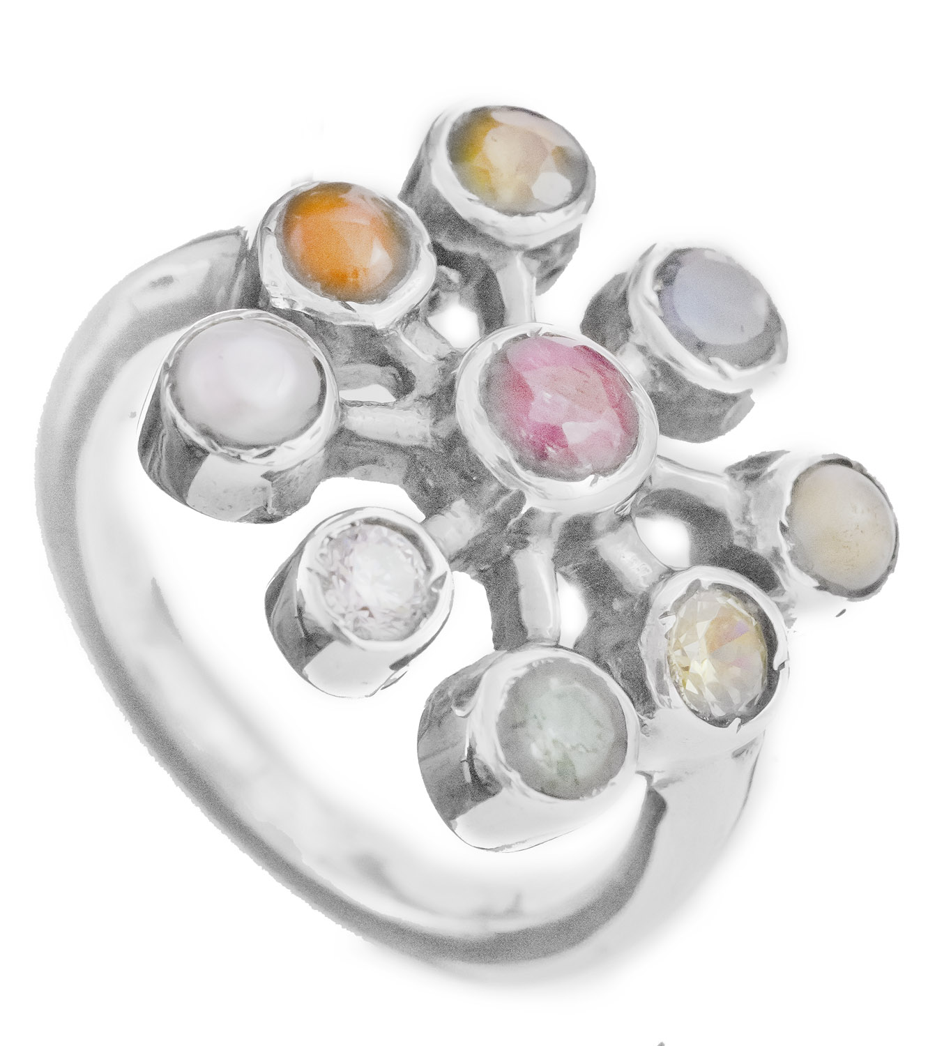 Exotic India Navaratna Ring - Sterling Silver Ring Size 8.5 - Walmart.com
