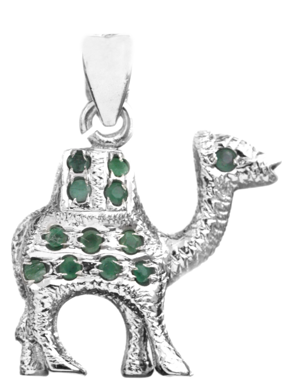 Camel Pendant with Emerald and Ruby (on Reverse) Exotic India Art