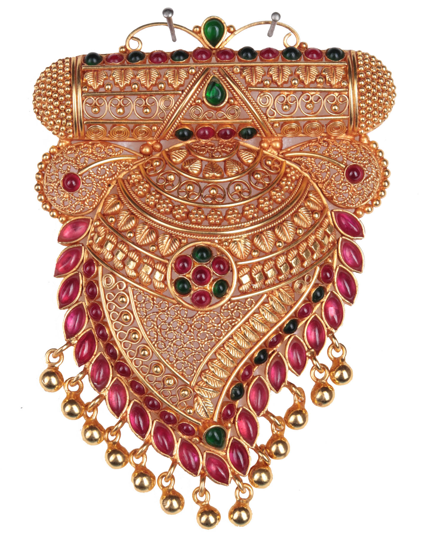 Finely Crafted Paisley Pendant with Ruby and Emerald (South Indian ...