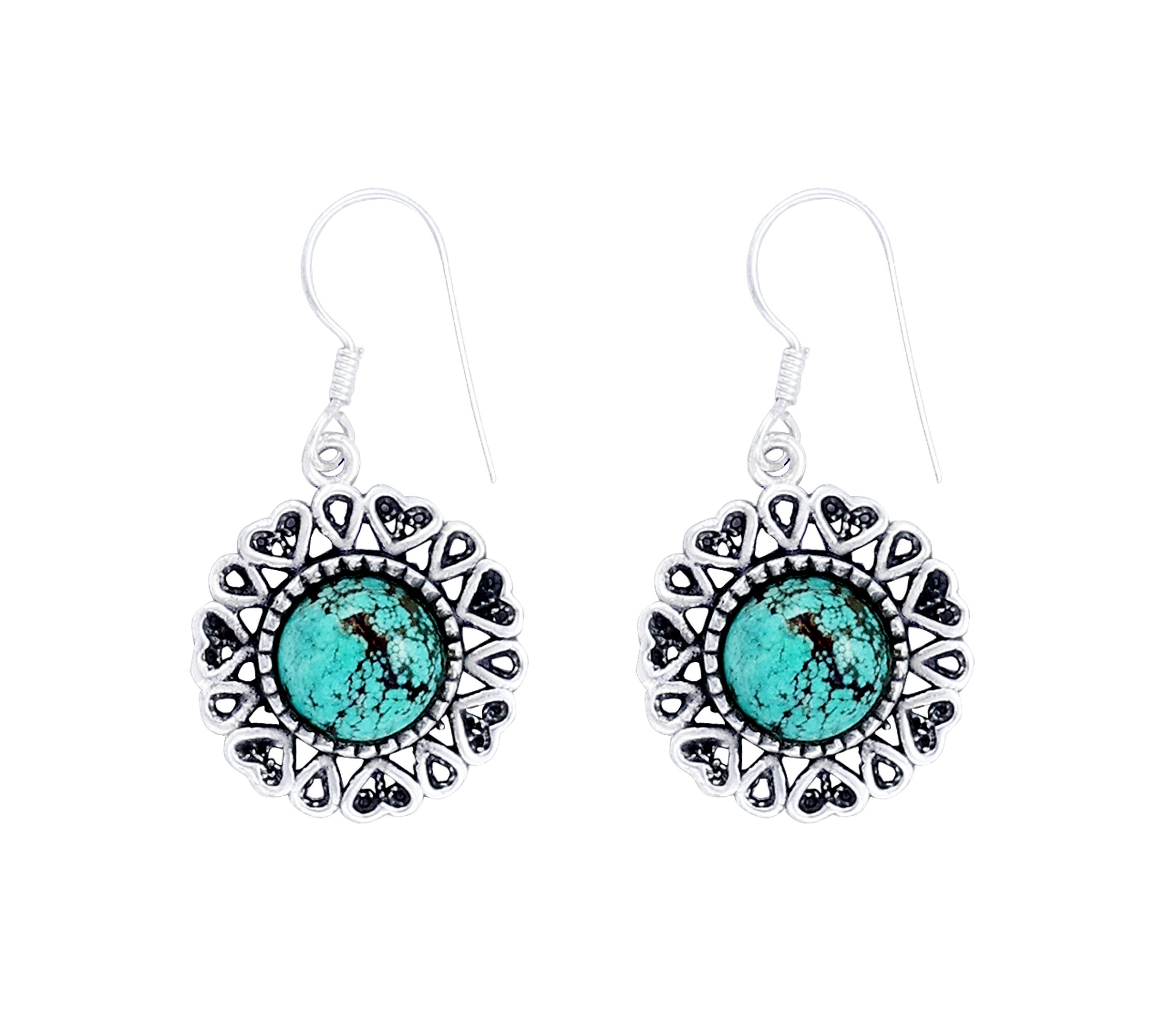 Round Small Turquoise Stud Earrings - Reveka Rose