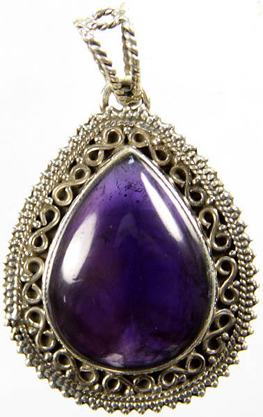 Amethyst Teardrop Pendant | Exotic India Art